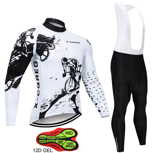 2019 Hot Pro Team Long Sleeve Cycling Jersey Set Bib Pants Ropa Ciclismo Bicycle Clothing MTB Bike Jersey Uniform Men Clothes