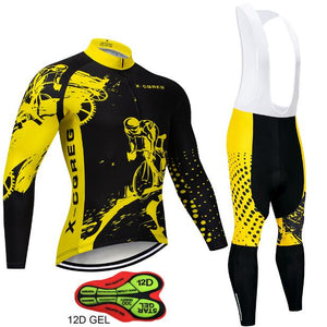 2019 Hot Pro Team Long Sleeve Cycling Jersey Set Bib Pants Ropa Ciclismo Bicycle Clothing MTB Bike Jersey Uniform Men Clothes