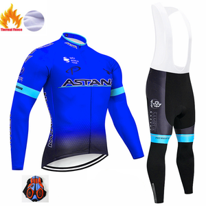 2019 Red ASTANA TEAM winter thermal fleece Cycling JERSEY Bike Pants set Men's Ropa Ciclismo 9D cycling Maillot Culotte wear