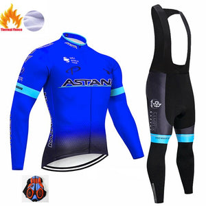 2019 Red ASTANA TEAM winter thermal fleece Cycling JERSEY Bike Pants set Men's Ropa Ciclismo 9D cycling Maillot Culotte wear