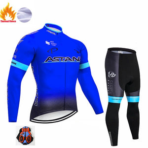 2019 Red ASTANA TEAM winter thermal fleece Cycling JERSEY Bike Pants set Men's Ropa Ciclismo 9D cycling Maillot Culotte wear