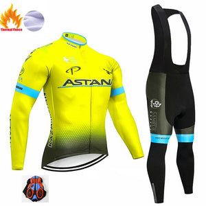 2019 Red ASTANA TEAM winter thermal fleece Cycling JERSEY Bike Pants set Men's Ropa Ciclismo 9D cycling Maillot Culotte wear