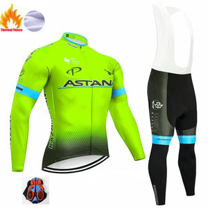 2019 Red ASTANA TEAM winter thermal fleece Cycling JERSEY Bike Pants set Men's Ropa Ciclismo 9D cycling Maillot Culotte wear