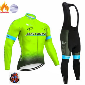 2019 Red ASTANA TEAM winter thermal fleece Cycling JERSEY Bike Pants set Men's Ropa Ciclismo 9D cycling Maillot Culotte wear