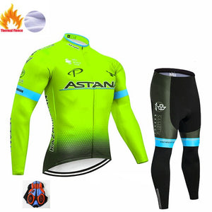 2019 Red ASTANA TEAM winter thermal fleece Cycling JERSEY Bike Pants set Men's Ropa Ciclismo 9D cycling Maillot Culotte wear