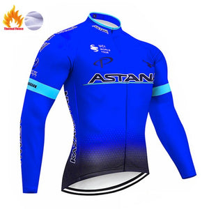 2019 Red ASTANA TEAM winter thermal fleece Cycling JERSEY Bike Pants set Men's Ropa Ciclismo 9D cycling Maillot Culotte wear