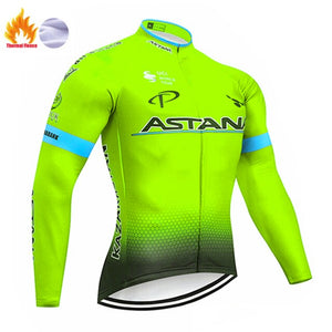 2019 Red ASTANA TEAM winter thermal fleece Cycling JERSEY Bike Pants set Men's Ropa Ciclismo 9D cycling Maillot Culotte wear