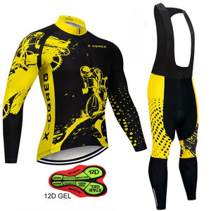 2019 Hot Pro Team Long Sleeve Cycling Jersey Set Bib Pants Ropa Ciclismo Bicycle Clothing MTB Bike Jersey Uniform Men Clothes