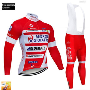 2019 Pro Men's UCI Team Red ANDRO Cycling Jersey Pants Set Autumn Ropa Ciclismo 9D Gel Pad Cycling Wear Bicycle Clothing Suit