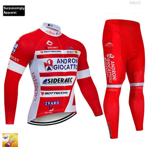 2019 Pro Men's UCI Team Red ANDRO Cycling Jersey Pants Set Autumn Ropa Ciclismo 9D Gel Pad Cycling Wear Bicycle Clothing Suit