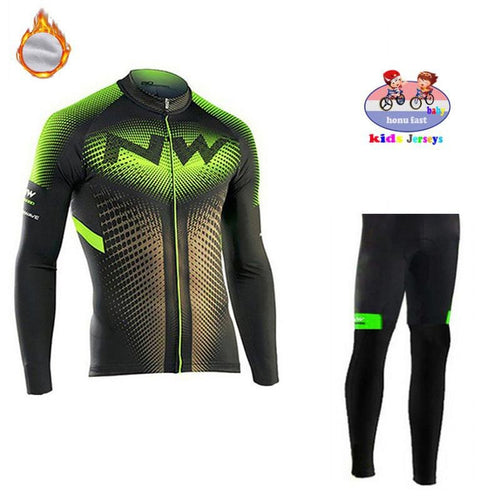 2019 Northwave Children Winter Thermal Fleece Long Sleeve Kids Cycling Jersey Set Pro Team Cycling Clothing MTB Ropa Ciclismo NW