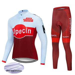 2019 Team KATUSHA long sleeve Winter Thermal Fleece cycling jersey set outdoor sport ropa ciclismo bike Wear 19D gel pad