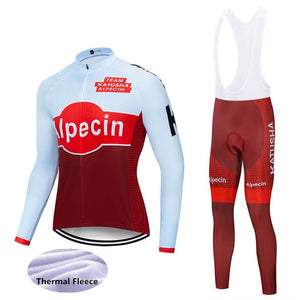 2019 Team KATUSHA long sleeve Winter Thermal Fleece cycling jersey set outdoor sport ropa ciclismo bike Wear 19D gel pad