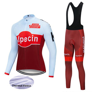 2019 Team KATUSHA long sleeve Winter Thermal Fleece cycling jersey set outdoor sport ropa ciclismo bike Wear 19D gel pad