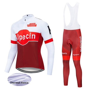 2019 Team KATUSHA long sleeve Winter Thermal Fleece cycling jersey set outdoor sport ropa ciclismo bike Wear 19D gel pad