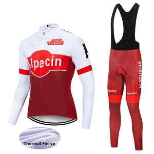 2019 Team KATUSHA long sleeve Winter Thermal Fleece cycling jersey set outdoor sport ropa ciclismo bike Wear 19D gel pad