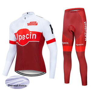 2019 Team KATUSHA long sleeve Winter Thermal Fleece cycling jersey set outdoor sport ropa ciclismo bike Wear 19D gel pad