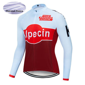 2019 Team KATUSHA long sleeve Winter Thermal Fleece cycling jersey set outdoor sport ropa ciclismo bike Wear 19D gel pad